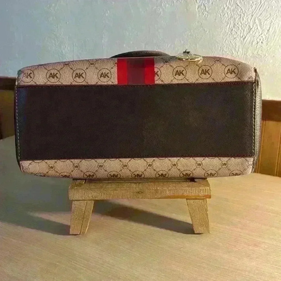 Anne Klein Logo Varsity Stripe Satchel Handbag - Picture 5 of 7